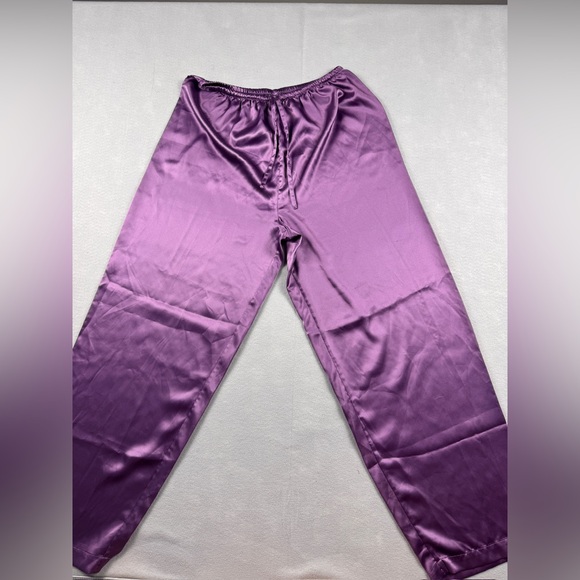 Victoria’s Secret Satin Pajama Set Womens L 2PC Purple Shiny Sleep Lounge - Picture 2 of 7